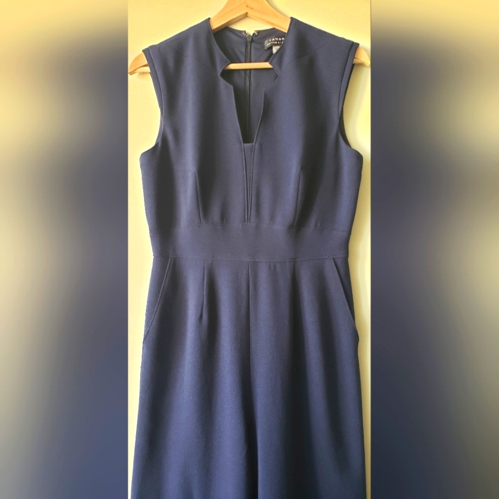 Tahari Navy Blue Sleeveless Jumpsuit - 6